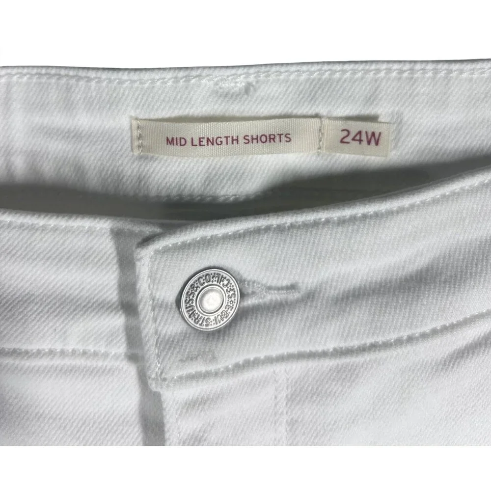Levi's Jeans Shorts Women's Size 24W White Denim Mid-Rise Shorts With Rolled Hem